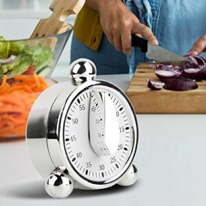 zerodis mechanical kitchen timer, 60 minutes countdown timer for cooking baking stainless steel reminders alarm clock for school learning projects and kitchen