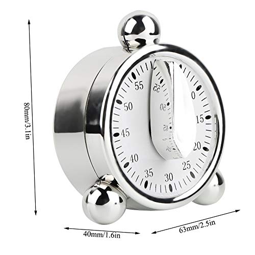 Zerodis Mechanical Kitchen Timer, 60 Minutes Countdown Timer for Cooking Baking Stainless Steel Reminders Alarm Clock for School Learning Projects and Kitchen