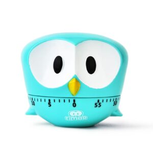 moshou cute eagle kitchen timer,100% mechanical timer for kids, 55 minutes wind up timer 360 degree rotating timer for cooking/reading/do sports (blue)