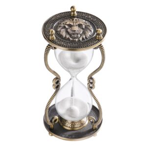 cncj hourglass sand timer 60 minute:large nautical brass carved sand clock,vintage white sand watch 60 min,unique reloj de arena,hour glass sandglass for gifts,office,desk,wedding decorations