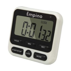 empino digital kitchen timer, cooking timer, 12-hour display clock, large display, strong magnet back, loud alarm, memory function, count-up & count down for cooking baking sports game office exercise