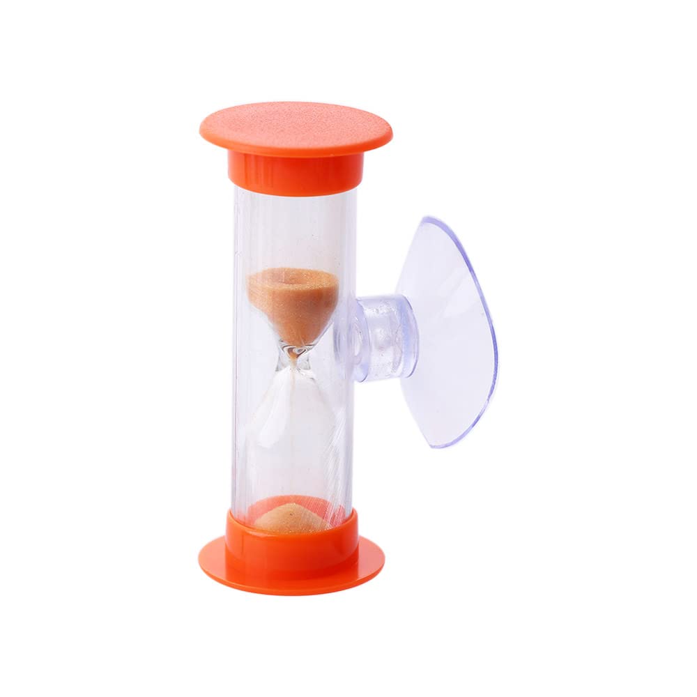 Sand Timer,Small Sandy Clock with Plastic Cover,Colorful Hourglass Sand Clock Timers with Suction Cup,for Kids Tooth Brushing Shower(2 Minute,Orange)