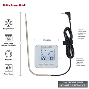 KitchenAid KQ906WH Programmable Wired Probe Thermometer White, Temperature Range: -40F to 482F/-40C to 250C, White