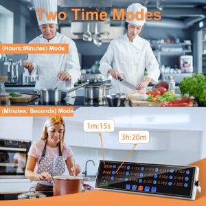 YOOYIST Commercial 18 Channel Kitchen Timers Digital Restaurant Timer Professional Multi Calculagraph Heavy Duty Stainless Steel Loud Alarm Food Truck Cooking with Volume Control