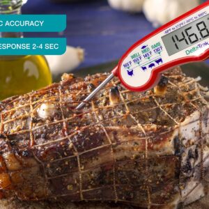 DeltaTrak Professional Digital Instant Read Meat Thermometer for Kitchen Food Cooking, Grill ,BBQ, Smoker, Deep Frying ,Candy, Waterproof , Red Q1000