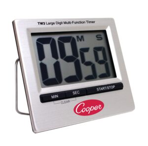 cooper-atkins tw3-0-8 stainless steel large digit timer, time range 99 minutes 59 seconds