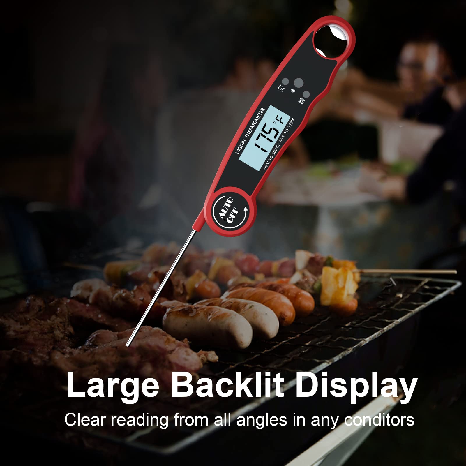 Instant Read Meat Thermometer - The Best Waterproof Thermometer with Backlight & Calibration. A Digital Hand Tool for Men & Women in The Kitchen, for Outdoor Grilling and BBQ!