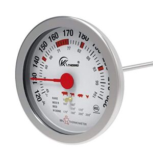 3.5" dial quick read meat thermometer for cooking - nsf approved instant thermometer with 5” probe 120~220f/49~104c,tempered glass safety leaved in oven grill for bbq smoker kitchen meat cooking.