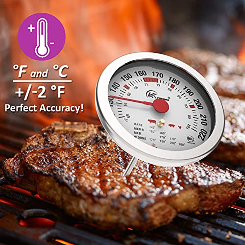 3.5" Dial Quick Read Meat Thermometer for Cooking - NSF Approved Instant Thermometer with 5” Probe 120~220F/49~104C,Tempered Glass Safety leaved in Oven Grill for BBQ Smoker Kitchen Meat Cooking.