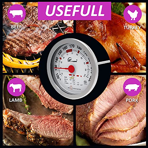 3.5" Dial Quick Read Meat Thermometer for Cooking - NSF Approved Instant Thermometer with 5” Probe 120~220F/49~104C,Tempered Glass Safety leaved in Oven Grill for BBQ Smoker Kitchen Meat Cooking.