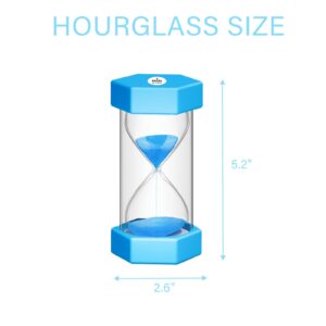 SuLiao Hourglass Sand Timers for Kids, 1/3/5/10/30 Minutes Acrylic Sand Clock, Colorful Plastic Sand Watch Hour Glass Sandglass for Classroom, Games, Kitchen (Pack of 5)