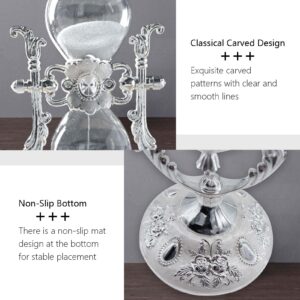 Hourglass Sand Timer Decorative,360° Rotating Metal White Sand Watch 30 Min,Antique Hour Glass Decor for Office Desk- Crafts,Gifts(B)