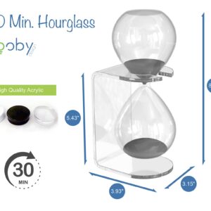 Tooby Hourglass Sand Timer 30 Minutes, Halfhour Glass with Decorative Acrylic Floating Support, Crystal Sand Clock Modern Decor for Home and Office