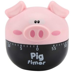 cute cartoon pig kitchen timer,mechanical timers counters,for cooking timing tool alarm clock,portable alarm clock kitchen cooking tool(pink)