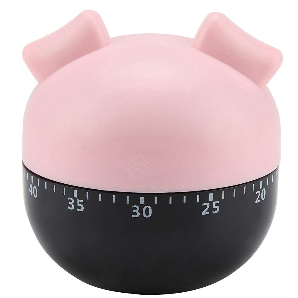 Cute Cartoon Pig Kitchen Timer,Mechanical Timers Counters,for Cooking Timing Tool Alarm Clock,Portable Alarm Clock Kitchen Cooking Tool(Pink)