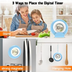 Digital Kitchen Timers, Smart Voice Control Timer, Visual timers Large LED Display Magnetic Countdown Timers for Classroom Cooking Fitness Baking Studying Teaching, Easy for Kids and Seniors（Blue）