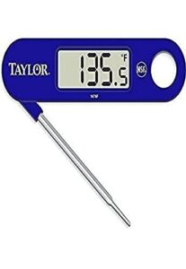 taylor 1476fda compact folding probe digital thermometer with magnet and lanyard, 6.60' height, 5.06' width, 0.75' length, blue