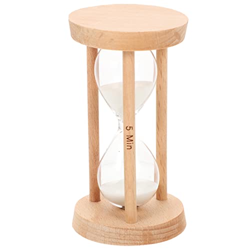 Luxshiny Home Decor Hourglass Timer 5 Minute Wooden Sand Timer Decorative Sandglass Wooden Frame Sand Clock for Home Desk Office Kitchen Decor White Office Decor