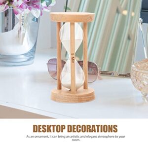 Luxshiny Home Decor Hourglass Timer 5 Minute Wooden Sand Timer Decorative Sandglass Wooden Frame Sand Clock for Home Desk Office Kitchen Decor White Office Decor