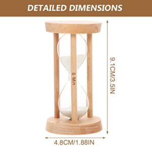 Luxshiny Home Decor Hourglass Timer 5 Minute Wooden Sand Timer Decorative Sandglass Wooden Frame Sand Clock for Home Desk Office Kitchen Decor White Office Decor