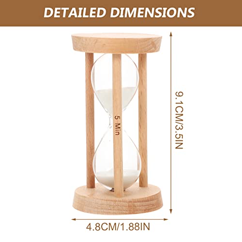 Luxshiny Home Decor Hourglass Timer 5 Minute Wooden Sand Timer Decorative Sandglass Wooden Frame Sand Clock for Home Desk Office Kitchen Decor White Office Decor