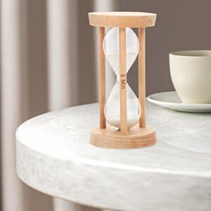 Luxshiny Home Decor Hourglass Timer 5 Minute Wooden Sand Timer Decorative Sandglass Wooden Frame Sand Clock for Home Desk Office Kitchen Decor White Office Decor