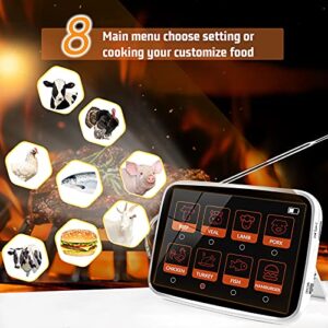 Digital Meat Thermometer for Cooking,2022 Upgraded Touchscreen LCD Large Display Instant Read Food Thermometer with Backlight,Long Probe,Kitchen Timer,Cooking Thermometer for Oven