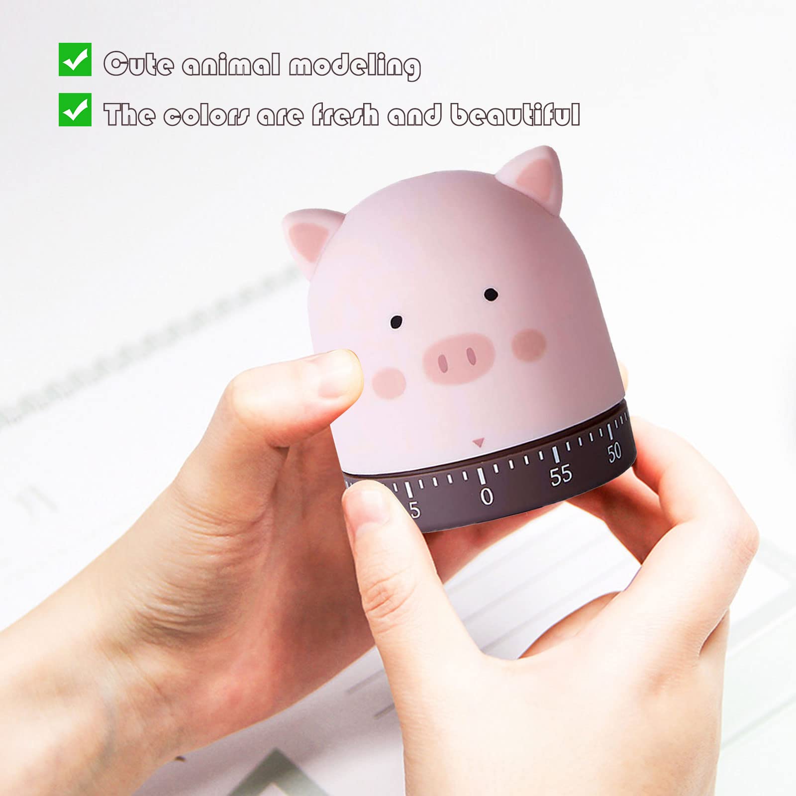 ALI2 Cute Mechanical Timer Kitchen Timer Time Management Timer Home Decor 60 Minute Animal Timer for Kids Homework Study Cooking Baking Yoga Fitness Exercise (Pig)