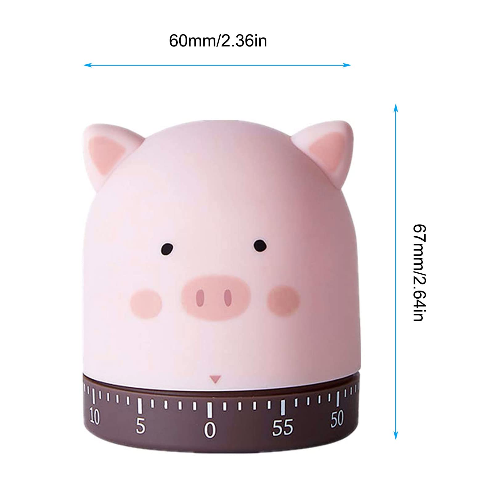 ALI2 Cute Mechanical Timer Kitchen Timer Time Management Timer Home Decor 60 Minute Animal Timer for Kids Homework Study Cooking Baking Yoga Fitness Exercise (Pig)