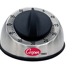 Cooper-Atkins TM60-0-8 Stainless Steel Long Ring 60 Minute Mechanical Timer, 0 to 60 Minutes Unit Range