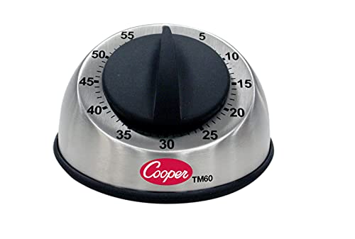 Cooper-Atkins TM60-0-8 Stainless Steel Long Ring 60 Minute Mechanical Timer, 0 to 60 Minutes Unit Range