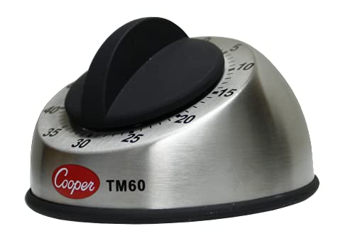 Cooper-Atkins TM60-0-8 Stainless Steel Long Ring 60 Minute Mechanical Timer, 0 to 60 Minutes Unit Range