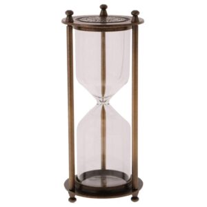 backbayia retro metal sandglass empty hourglass sand timer without sand for home office decoration (bronze - l)