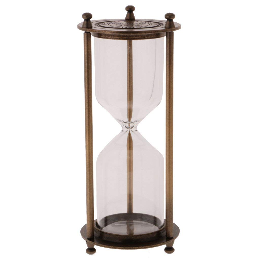 Backbayia Retro Metal Sandglass Empty Hourglass Sand Timer Without Sand for Home Office Decoration (Bronze - L)