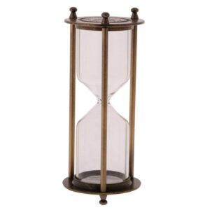 Backbayia Retro Metal Sandglass Empty Hourglass Sand Timer Without Sand for Home Office Decoration (Bronze - L)