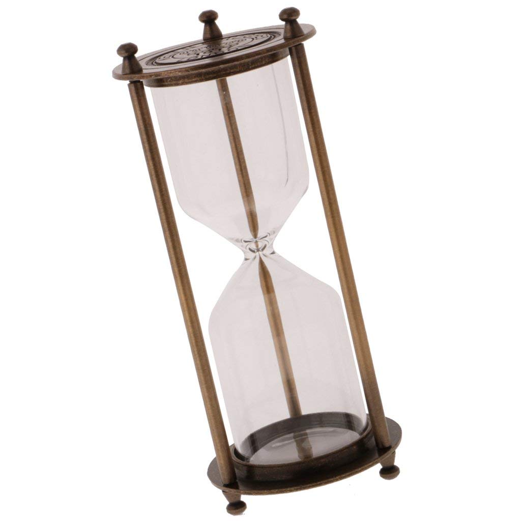 Backbayia Retro Metal Sandglass Empty Hourglass Sand Timer Without Sand for Home Office Decoration (Bronze - L)