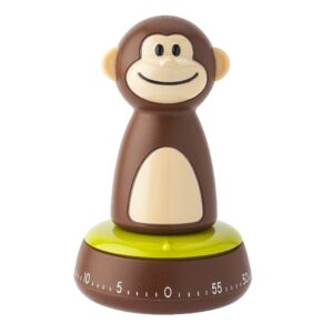 joie monkey 60-minute mechanical kitchen timer, wind up, stainless steel, cooking and baking, gadget, kitchenware accessories