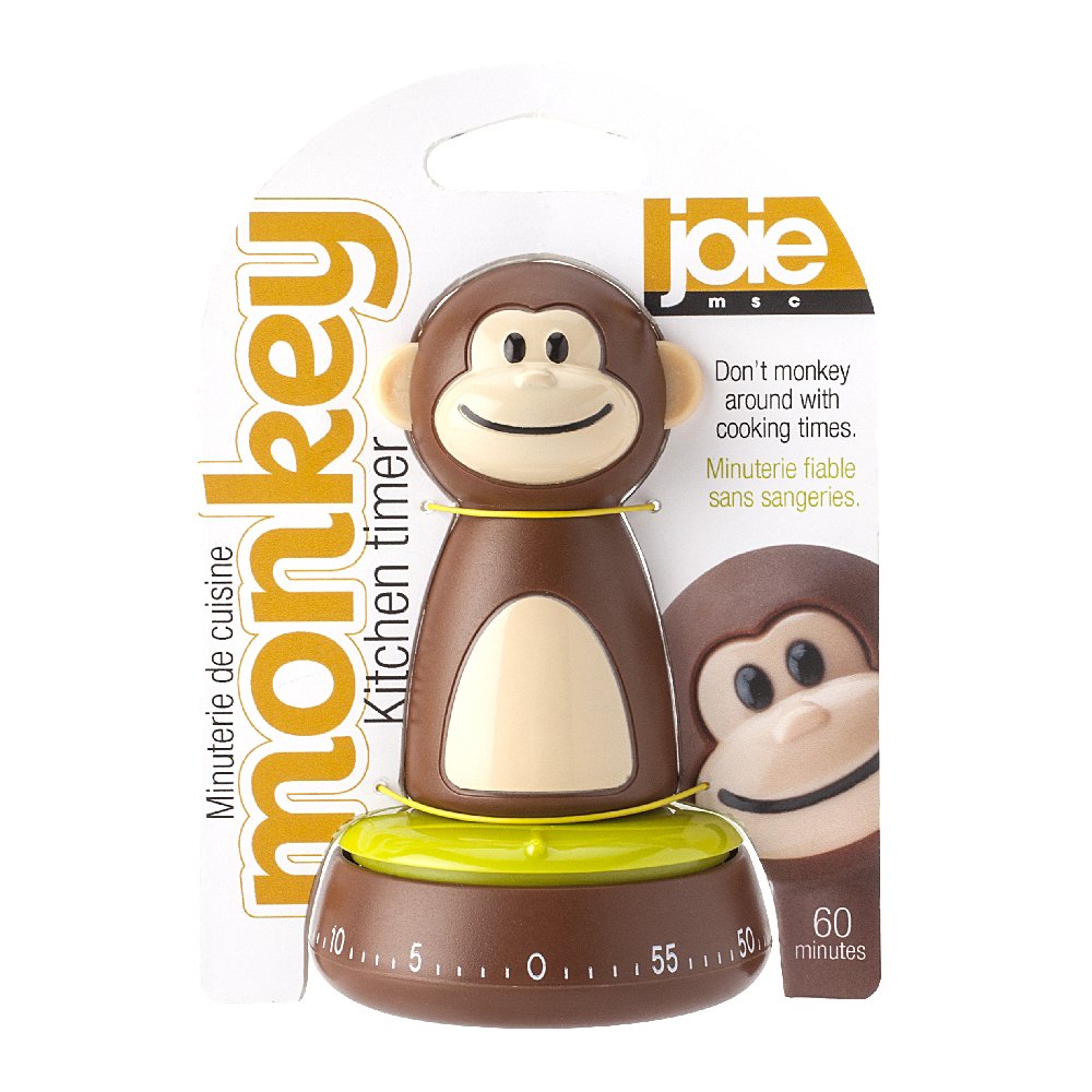 Joie Monkey 60-Minute Mechanical Kitchen Timer, Wind Up, Stainless Steel, Cooking and Baking, Gadget, Kitchenware Accessories