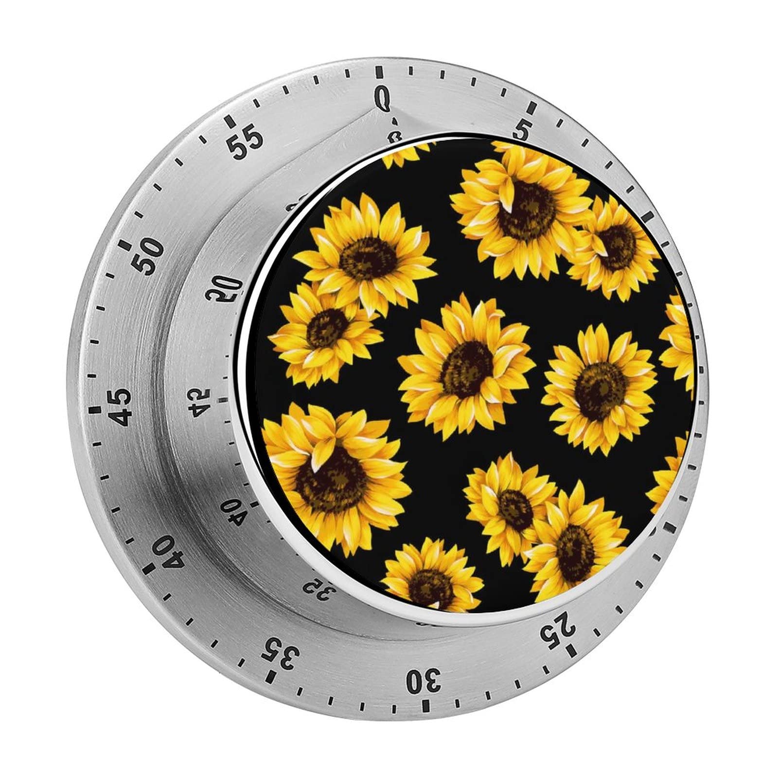 Kitchen Timer, Kitchen Timers for Cooking, Kitchen Timer Magnetic, Sunflower Floral Pattern Waterproof Time Timer Stainless Steel Multiuse for Home Baking Cooking Oven