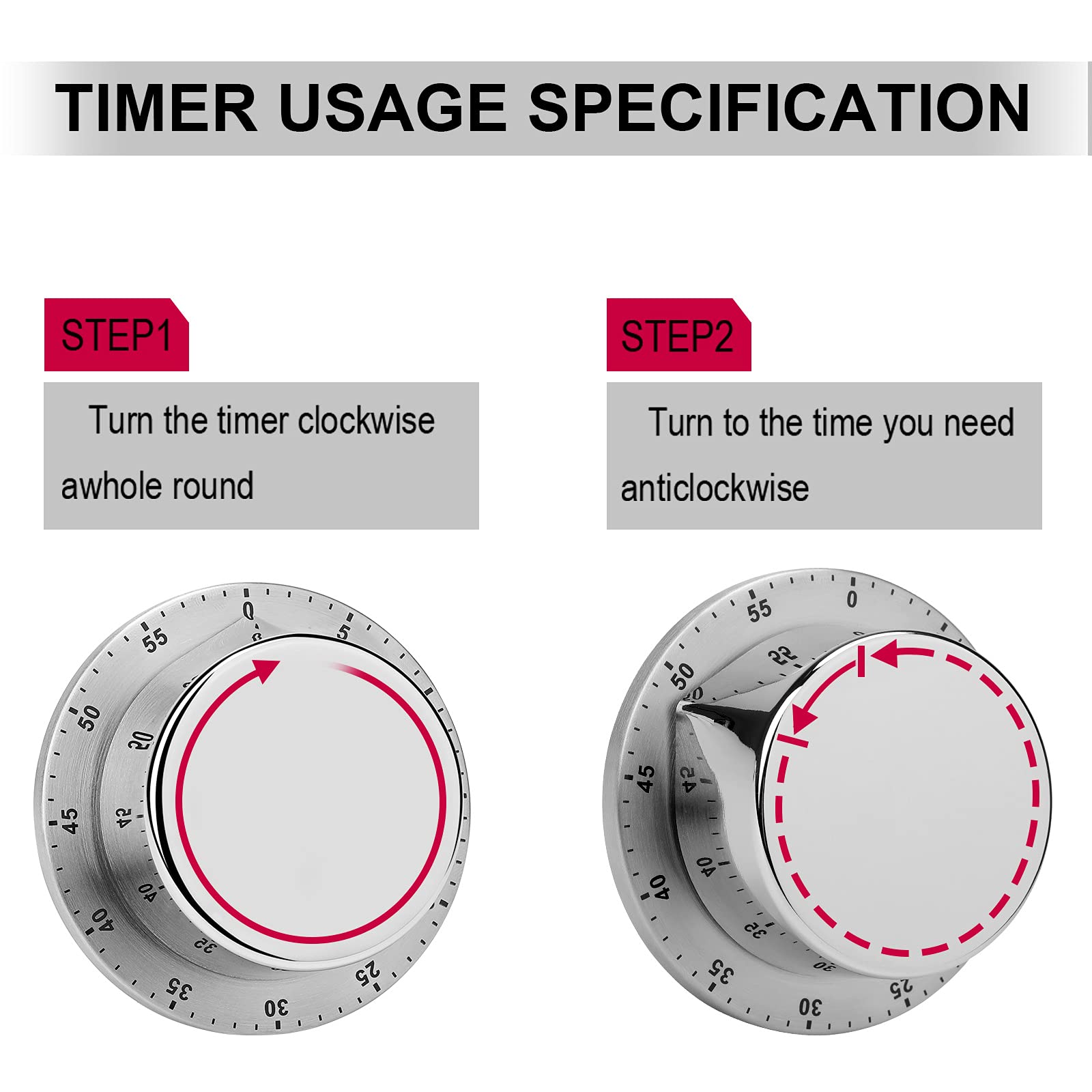 Kitchen Timer, Kitchen Timers for Cooking, Kitchen Timer Magnetic, Sunflower Floral Pattern Waterproof Time Timer Stainless Steel Multiuse for Home Baking Cooking Oven