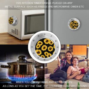 Kitchen Timer, Kitchen Timers for Cooking, Kitchen Timer Magnetic, Sunflower Floral Pattern Waterproof Time Timer Stainless Steel Multiuse for Home Baking Cooking Oven