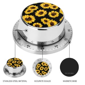 Kitchen Timer, Kitchen Timers for Cooking, Kitchen Timer Magnetic, Sunflower Floral Pattern Waterproof Time Timer Stainless Steel Multiuse for Home Baking Cooking Oven