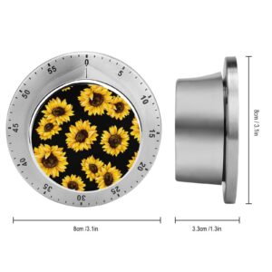 Kitchen Timer, Kitchen Timers for Cooking, Kitchen Timer Magnetic, Sunflower Floral Pattern Waterproof Time Timer Stainless Steel Multiuse for Home Baking Cooking Oven