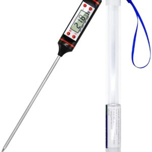 Elly Digital Kitchen Thermometer, Digital Meat Thermometer with LCD Display, Stainless Steel Skewer for Food, Long for Milk, Roast Meat, BBQ