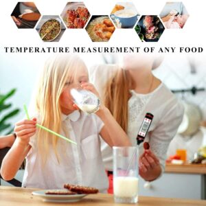 Elly Digital Kitchen Thermometer, Digital Meat Thermometer with LCD Display, Stainless Steel Skewer for Food, Long for Milk, Roast Meat, BBQ