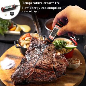 Elly Digital Kitchen Thermometer, Digital Meat Thermometer with LCD Display, Stainless Steel Skewer for Food, Long for Milk, Roast Meat, BBQ