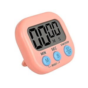 mitlker timer for kids,kitchen timer digital,magnetic back,loud ring,stand for cooking,classroom,bathroom,teachers,kids (pink) (js118)