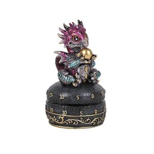pacific giftware fantasy guardian purple dragon with egg mechanical kitchen timer functional decorative figurine statue