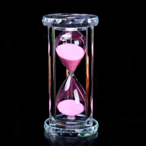 crystal hourglass 15/30/60 minutes sandglass timers kitchen cooking sand clock timer home office christmas birthday present gift box sand glass (15 minutes, pink)
