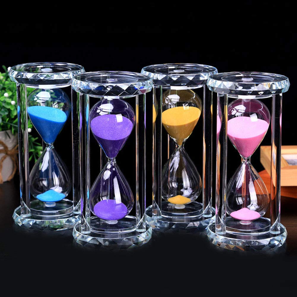 Crystal Hourglass 15/30/60 Minutes Sandglass Timers Kitchen Cooking Sand Clock Timer Home Office Christmas Birthday Present Gift Box Sand Glass (15 Minutes, Pink)